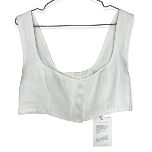 NEW LE KASHA jirja linen crop top bralette in Cream/Off White - Picture 13 of 16